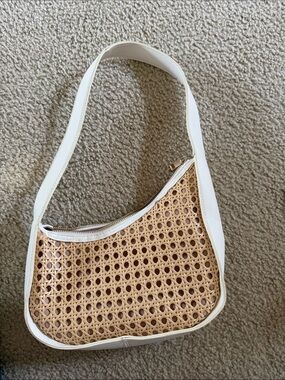 a new day Cream and Natural Woven Shoulder Bag